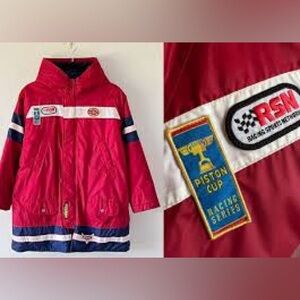 DISNEY STORE Cars Super Speed Piston Cup Racing Coat Rain Fall Jacket Kids 7/8